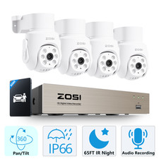 ZOSI 1080P PTZ Wired CCTV Camera System 8CH DVR 500G Hard Drive 65FT IR Audio In