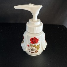 Vintage Porcelain Floral Lotion/Soap Dispenser Small, Travel Size, Beautiful   