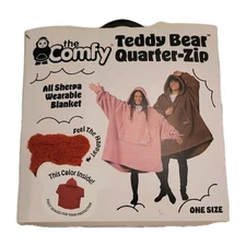 The Comfy Teddy Bear Quarter Zip Blanket You Can Wear - Red One Size Orgi. Box