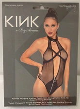 KINK By Leg Avenue FISHNET X-STRAP TEDDY w/ O-ring HALTER & ZIP THONG