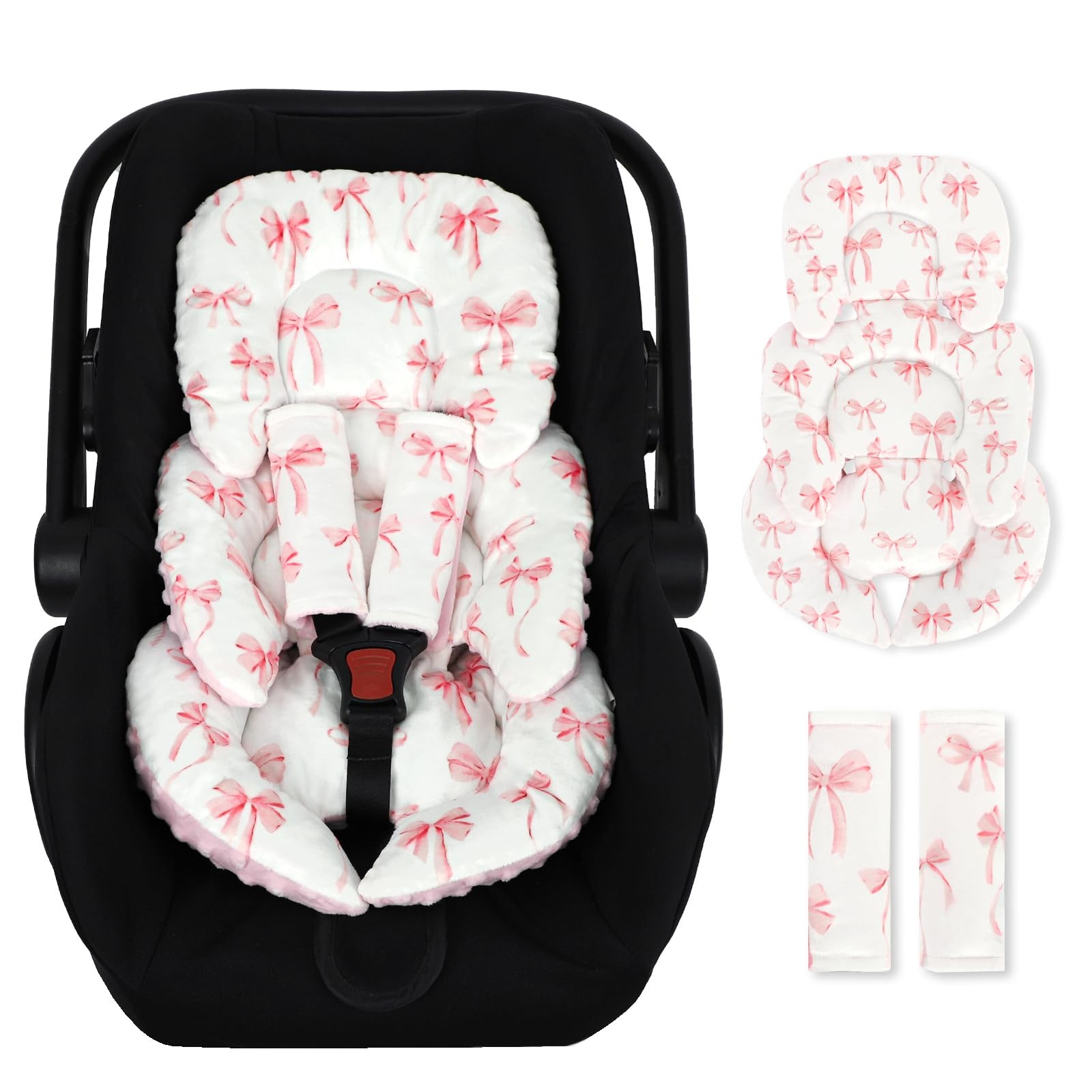 Infant Car Seat Insert Cushion, Baby Car Seat Head Body Support for Girls & B...