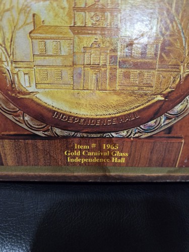 Vintage Indiana Glass Commemorative Plate Bicentennial #1965 Carnival Gold New - Picture 5 of 5