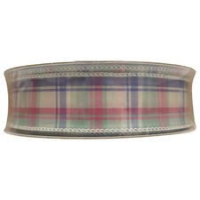 Member's Mark Wired Edge Premium Spring Ribbon, 1.5"W x 50yds Pink/Green Plaid