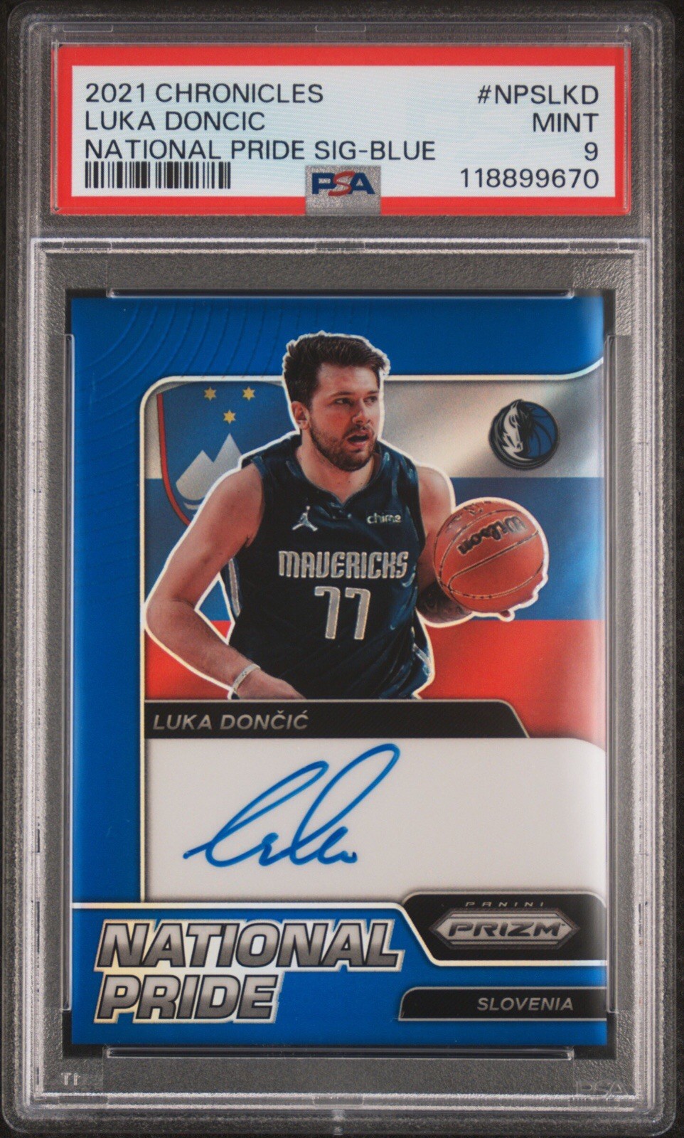 Luka Don i Autographed Signed 2021 Chronicles Luka Doncic National Prize Blue /25 PSA 9 