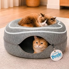 Peekaboo Cat Cave Donut - Cat Tunnel Bed for Indoor Cats   Cute Patterns Hide...