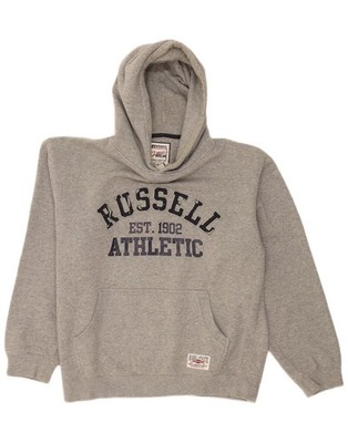 Russell Athletic Herren Grafik Hoodie Pullover Large grau gefleckt Baumwolle DD15