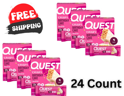 Quest Crispy Hero Protein Bar, Birthday Cake Flavor, Low Sugar, 4x6 = 24 Count