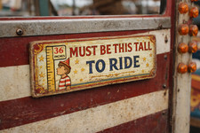 Funfair Circus vintage style sign Height Chart to Ride 28cm fairground signs