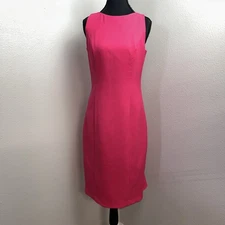 Badgley Mischka Shift Sheath Dress Women's 6 Pink Ruffle Back Plunge Lined