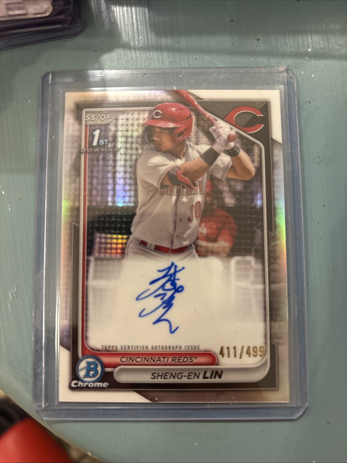Sheng-En Lin 2024 Bowman Chrome #CPA-LSH Refractor Auto /499 1st Rookie RC Reds
