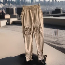 Labijou Pants Cargo Y2K Style Tan Thick Weight Womens Size S Grunge Streetwear