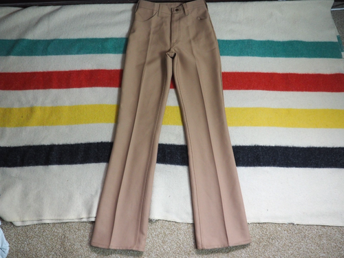 VTG 70s Wrangler Beige Tan USA Twill Western Flare 28x36 Scovill Slacks Pants - Picture 2 of 10