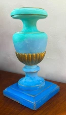 hand painted vintage stand turquoise candle plant ornaments gilt