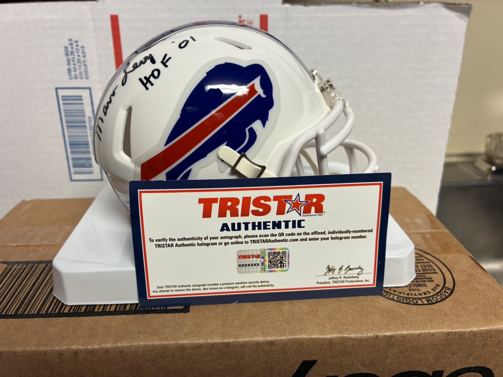 Marv Levy Signed HOF 2001  Buffalo Bills Riddell Speed Mini Helmet Authenticated