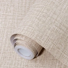 Khaki Grasscloth Peel and Stick Wallpaper 17.3"x120" 17.3 x 120", 