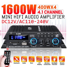 1600W Bluetooth Audio Power Amplifier, 4.1 Channel Support 2 Pairs Speakers 1...