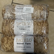 Batelo Velvet Chenille Yarn Beige/gold 200g/ 7.05oz 290m/317.1yd X 3 Skeins