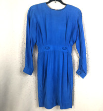 Vintage Ann Taylor Dress Womens 2 Blue 100% Silk Quite Luxury Old Money Coquette