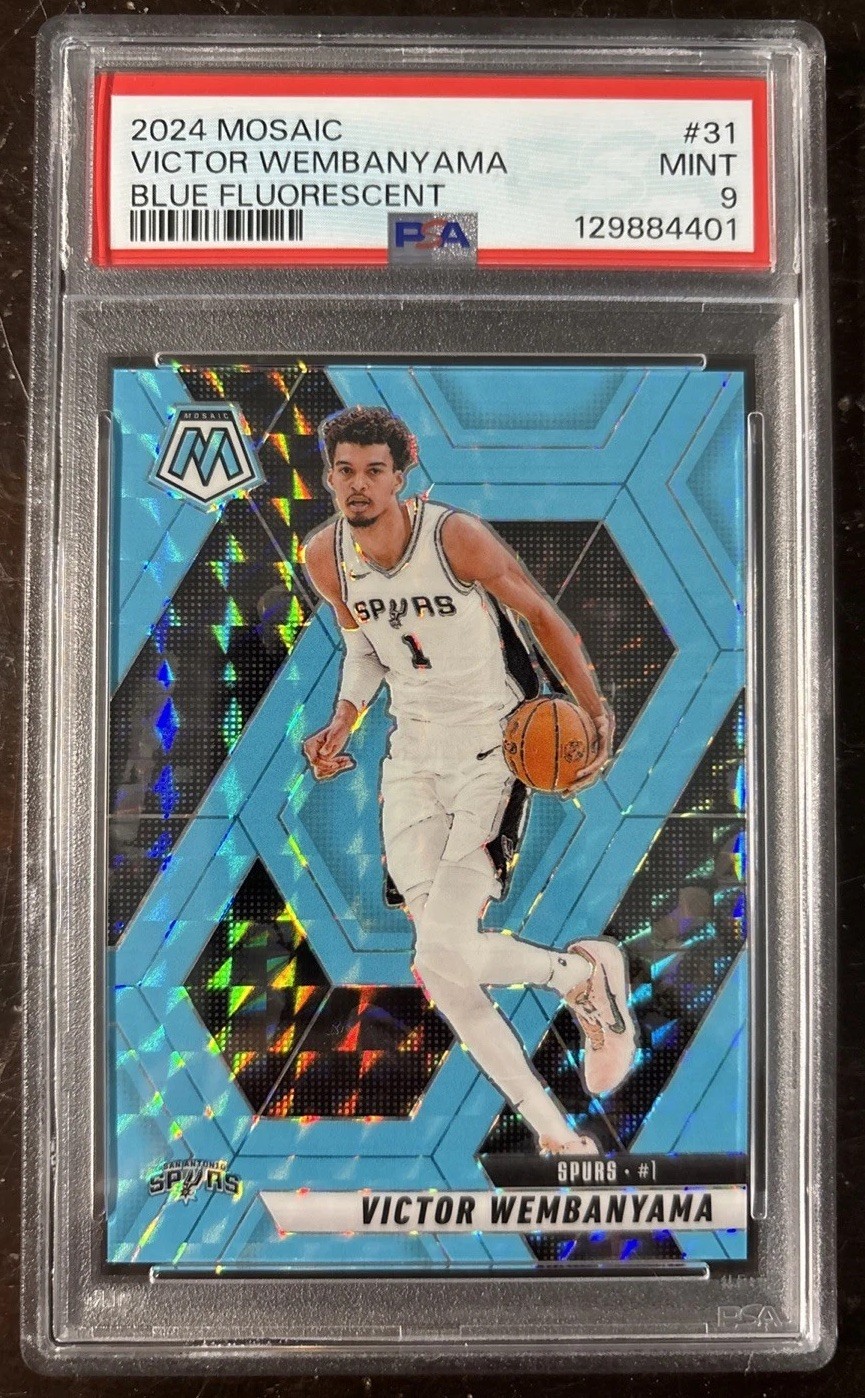2024-25 Panini Mosaic - Victor Wembanyama #31 Fluorescent Blue Mosaic Prizm /75