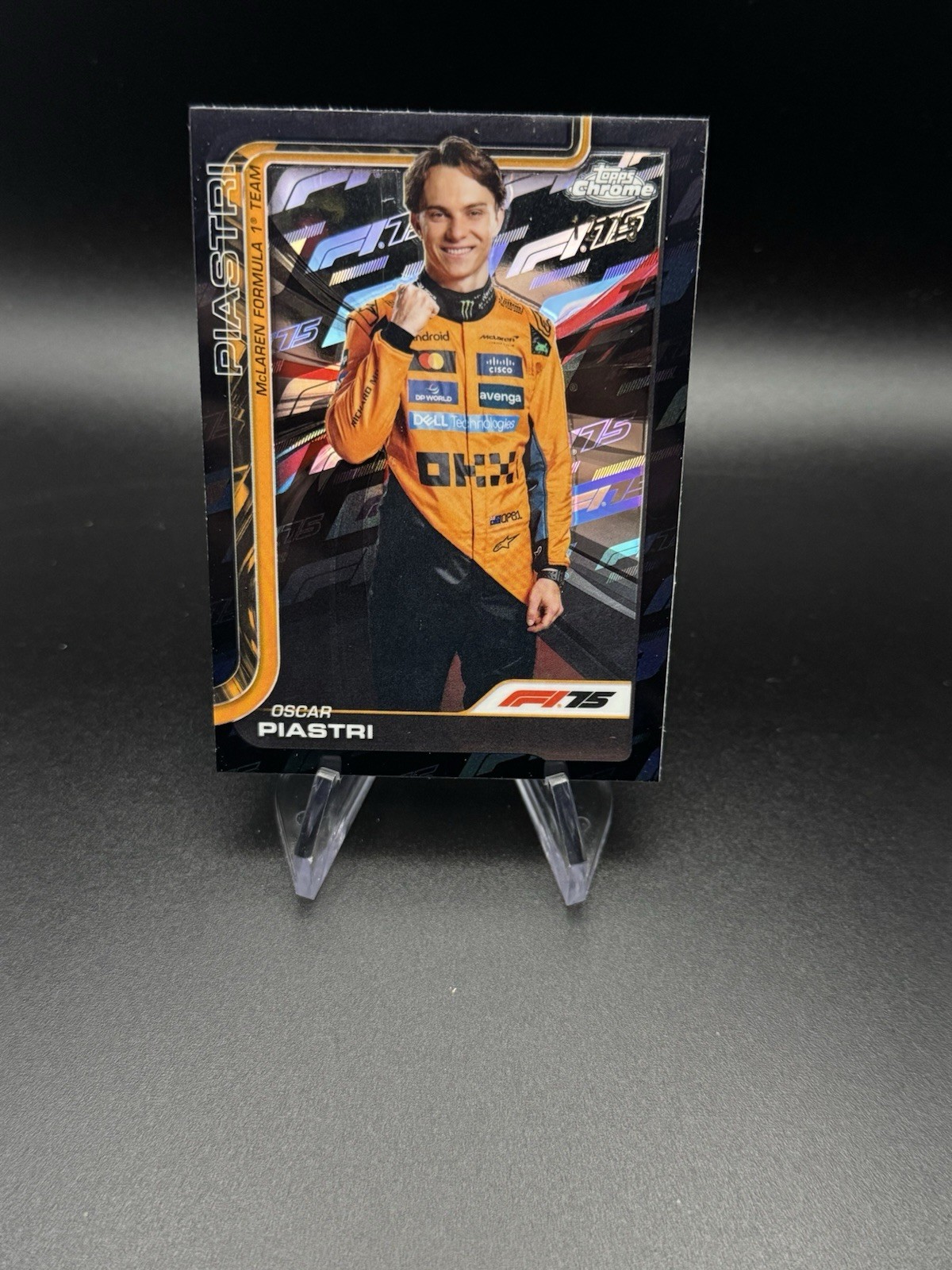 Oscar Piastri 2025 Topps Chrome F1 #6 75th Anniversary Logo Black Portrait /75