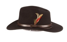 Scala Classico Men's Crushable Felt Outback Hat, Black, Large Large, Black