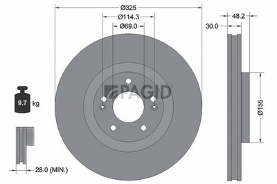 2x PAGID Bremsscheibe innenbelüftet Ø325mm für KIA Sorento IV MQ4 MQ4A Hyundai
