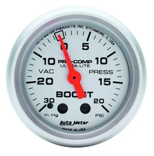 Auto Meter 4301 Ultra-Lite Vacuum Boost Mechanical Gauge 2 1/16 30 In.Hg/ 20 PSI