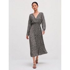 Mango Black and White Long Sleeve Dress