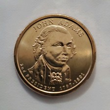 John Adams Presidential $1 Coin United States 2nd President 1797-1801