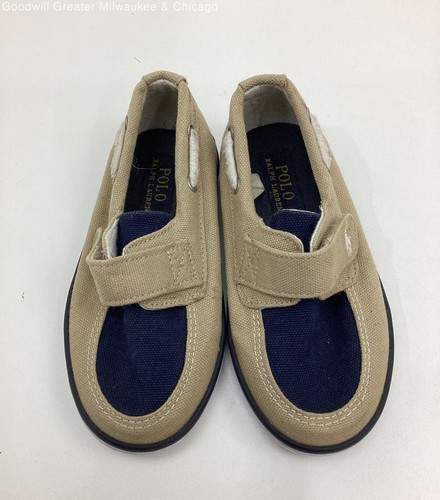 Ralph Lauren Mary Jane Loafers Khaki Navy Blue Toddler Baby Shoes Sz 8