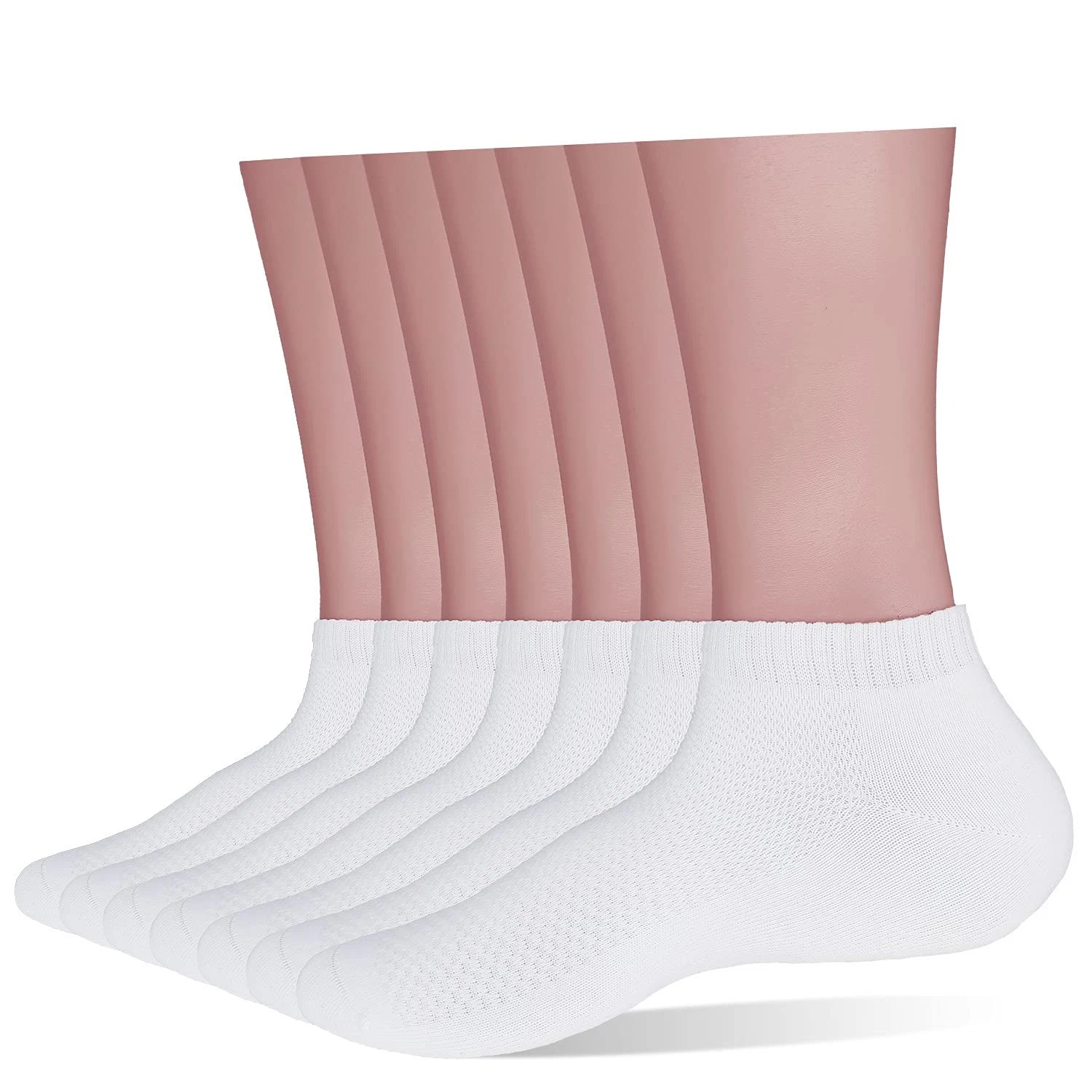 100% Cotton Socks for Men and Women - Thin Low Cut Ankle Socks (White)