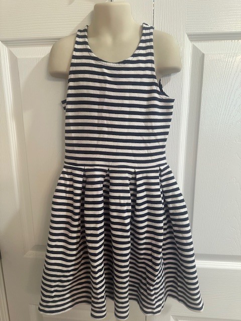 Ralph Lauren Polo Size 8-10 Girls Blue Striped Sleeveless Dress