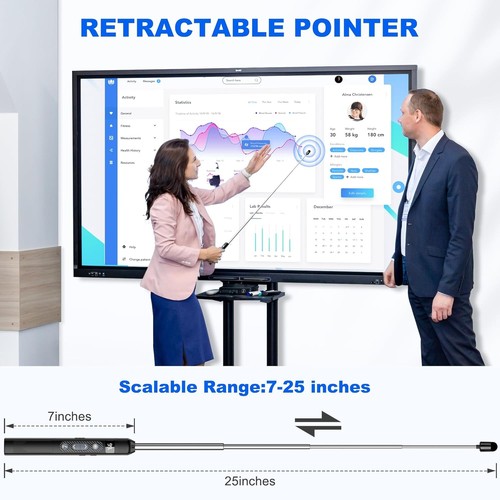 Wireless Presentation Clicker w/ Telescopic Pointer Rechargeable Remote USB - Zdjęcie 7 z 9