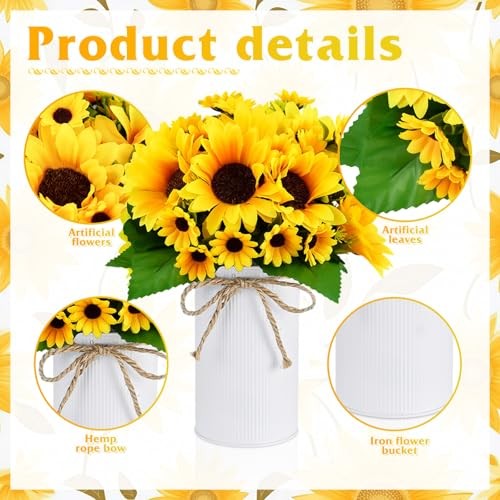 6 Sets Fake Centerpiece Table Decorations with 6 Pcs 6 Inch Large Sunflower