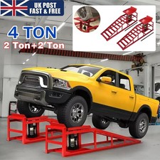 4 ton Hydraulic Car Ramps 2PC Heavy Duty Garage Auto Van Bottle Lift Jack Ramp