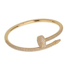 Cartier Juste un Clou 18K Yellow Gold Full Pave Diamond Nail Bangle Bracelet,
