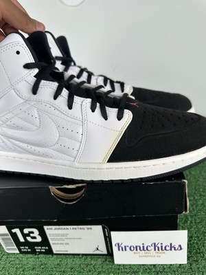 Size 13 Nike Men Air Jordan 1 Retro 99 Black Toe Sneaker White