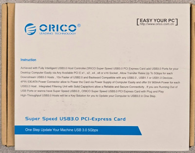 ORICO PVU3-5O2I USB 3.0 PCI Express Card 5 Port 19-Pin Dual Controller NEW (b7)