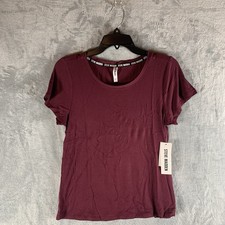Steve Madden Women's Top L Red Short Sleeve Loungewear Pajama PJs Ribbed NWT