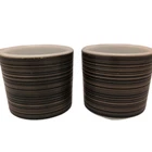 2 Vintage 1960s PYREX Terra Mug Cup Brown Striped 13 Ounce