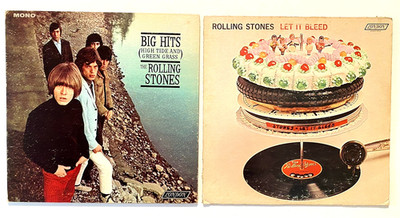 2 ROLLING STONES Vinyl LP Records - BIG HITS 1966 VG+ - LET IT BLEED 1969 VG