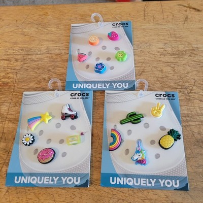 3 Packs Crocs Jibbitz  Uniquely You Collection Fruit Flower Unicorn Donut Charms
