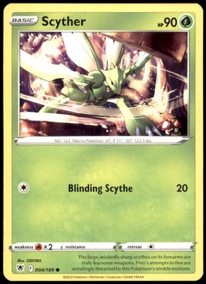 Scyther (004) 004/189 SWSH10: Astral Radiance Regular LP Pokemon TCG