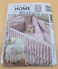 McCalls 3991 Home Decor Pattern Baby Crib Bassinet Blanket Bumper Cut Complete