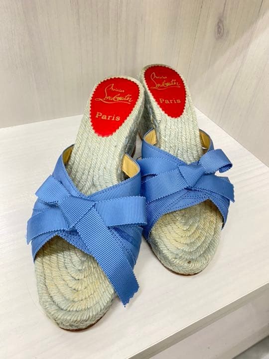 Rare Christian Louboutin Jude Sandals Size 36 Espadrille Wedge Heel