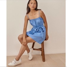 Reformation Ama Blue Linen Dress XS