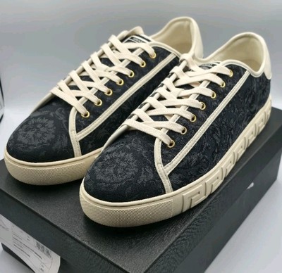 Versace Men's Barocco Greca Black Gold White Low Top Sneaker, Size 13US (46 EUR)