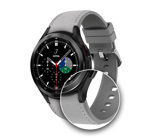 Cinturino originale Samsung Galaxy Watch 4/5/6/7 ibrido ecopelle - M/L argento - Foto 3 di 5
