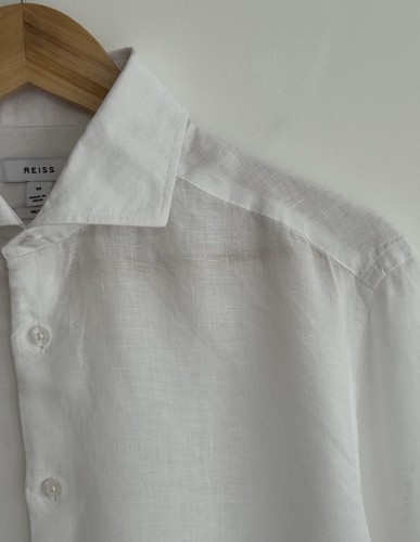 Reiss “Ruban” Long Sleeve Shirt 100% Linen White Medium /Reg ***SUPERB*** - Picture 8 of 13