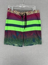 Hurley Phantom Board Shorts Mens 30 8" Leaves AOP Swim Trunks Drawstring Pocket